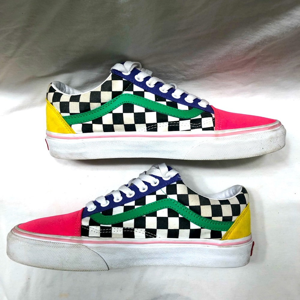 Vans custom design checkerboard shoe 9 wm 7.5 mn